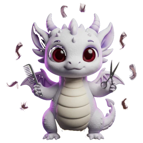 Makas ve tarak tutan dragon